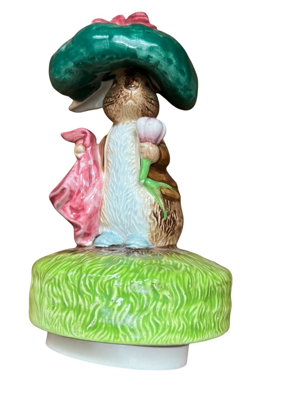 VTG 1977 Schmid Beatrix Potter Benjamin Bunny revolving music box Hand Painted